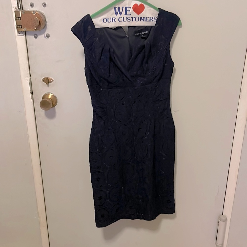 Navy Lined Lace cocktail dress